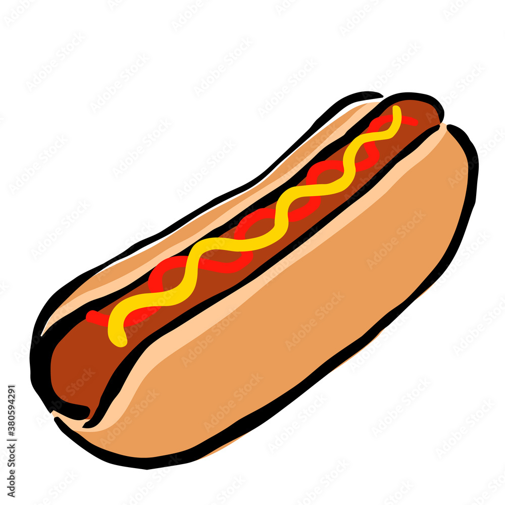 Illustration of Hot dog: Illustration like woodblock print Illustration of Hot dog: Illustration like woodblock print