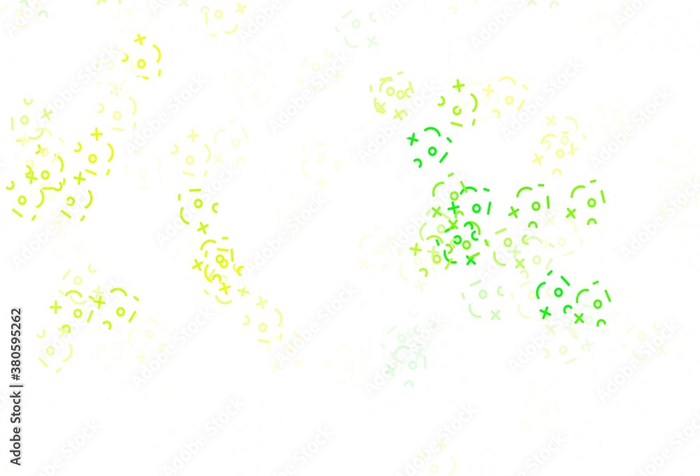 Light Green, Yellow vector background with arithmetic signs. Light Green, Yellow vector background with arithmetic signs.