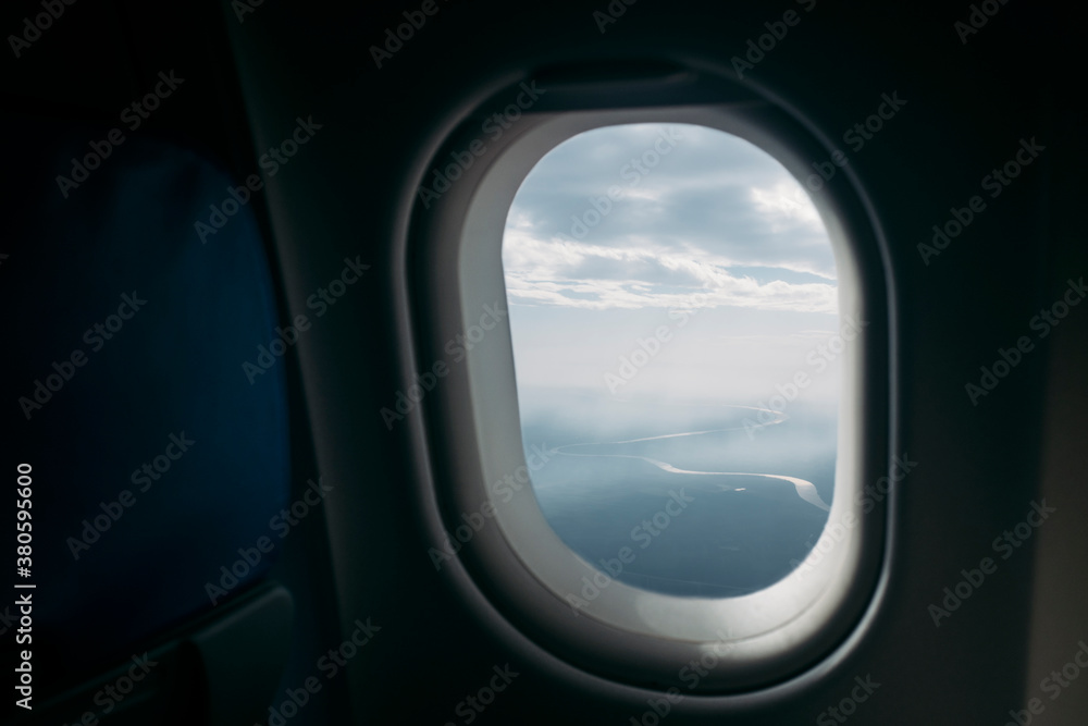 Landscape through airplane window Landscape through airplane window