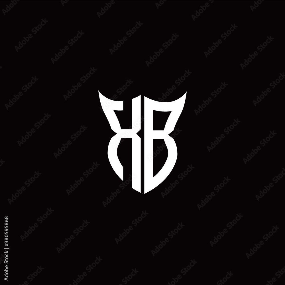 Initial X B letter with unique shield style logo template vector Initial X B letter with unique shield style logo template vector