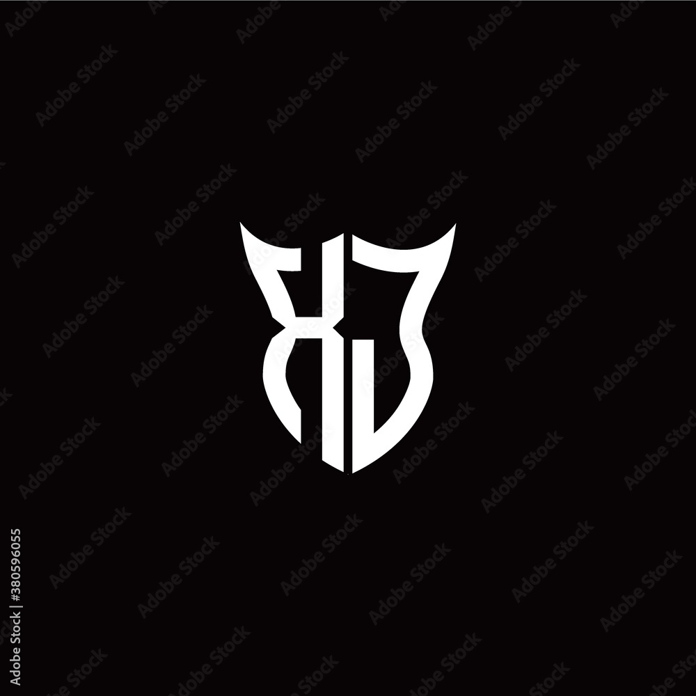 Obraz premium Initial X J letter with unique shield style logo template vector