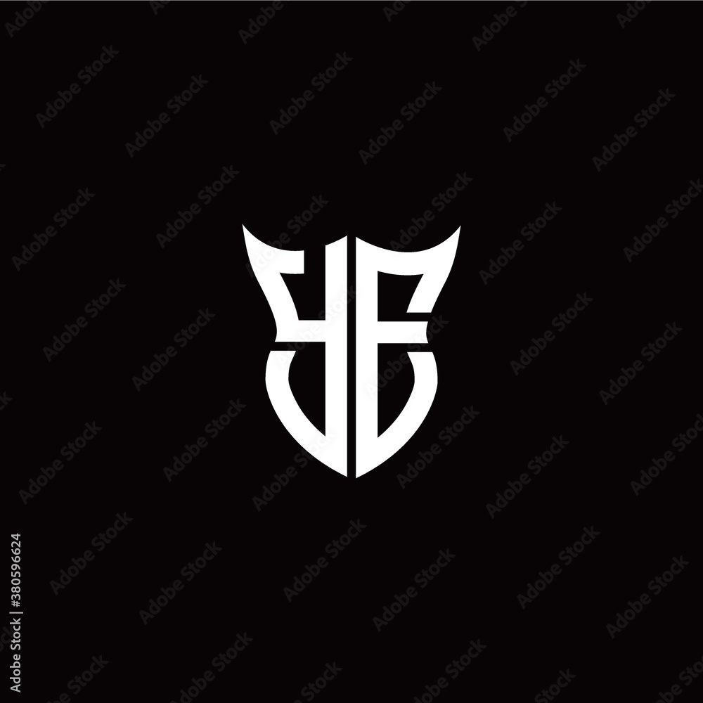 Initial Y E letter with unique shield style logo template vector Initial Y E letter with unique shield style logo template vector