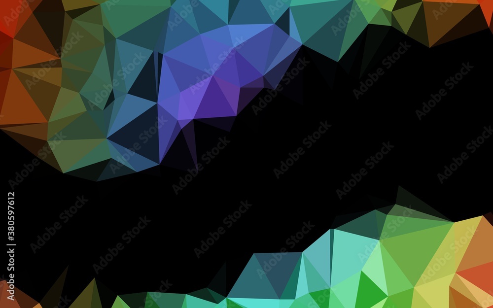 Naklejka premium Dark Multicolor, Rainbow vector abstract polygonal texture. A completely new color illustration in a vague style. Textured pattern for background.