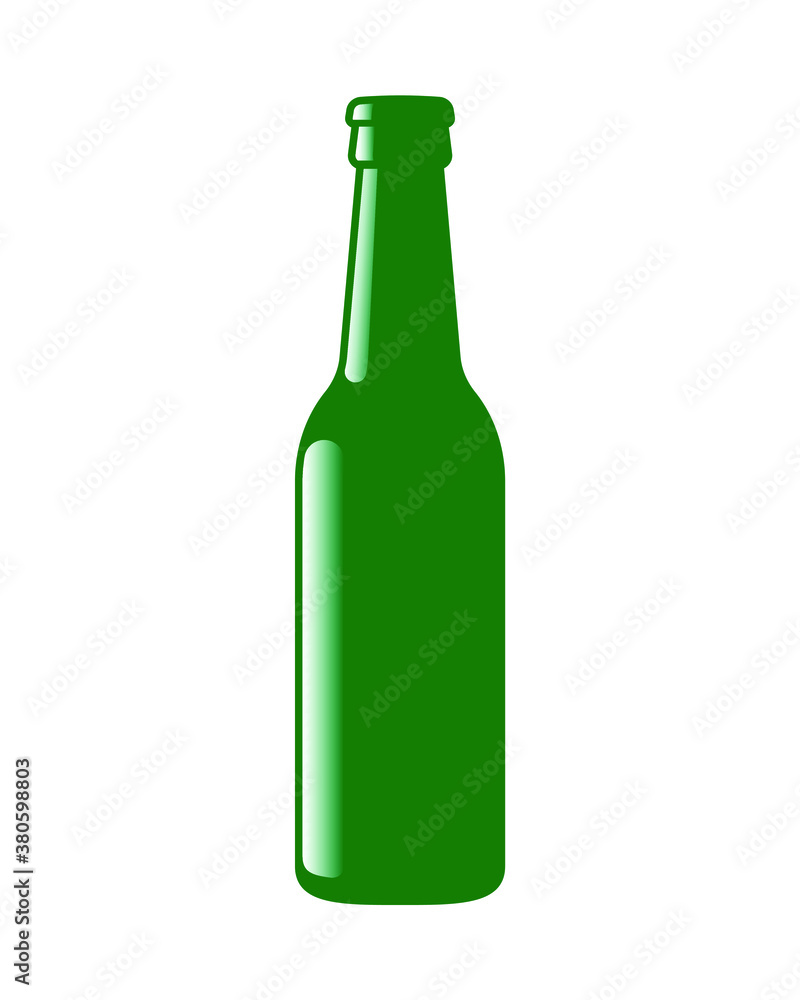 Green beer bottle vector icon. Lemonade soda drink symbol. Bar or pub sign. Brewery and restaurant logo. Silhouette isolated on white background. Green beer bottle vector icon. Lemonade soda drink symbol. Bar or pub sign. Brewery and restaurant logo. Silhouette isolated on white background.