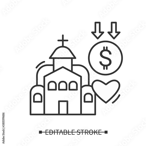 Obraz na plátně Church donation line icon
