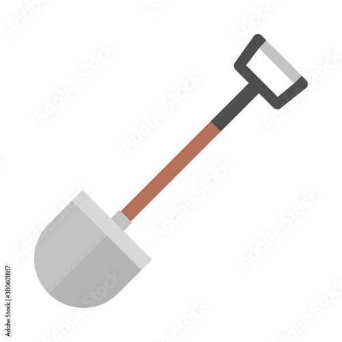 gardening, shovel with handle tool flat icon style