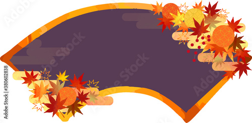 Japanese-maple-Frame-秋の紅葉の扇形フレーム-イラスト