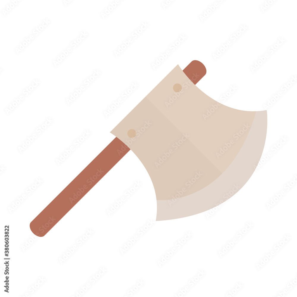 hatchet repair tool, rustic weapon flat icon style