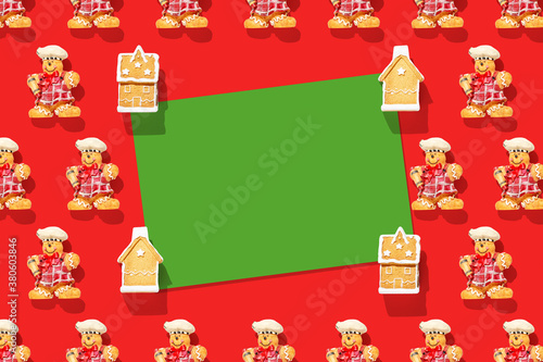christmas greeting card, christmas pattern with seasonal symbols