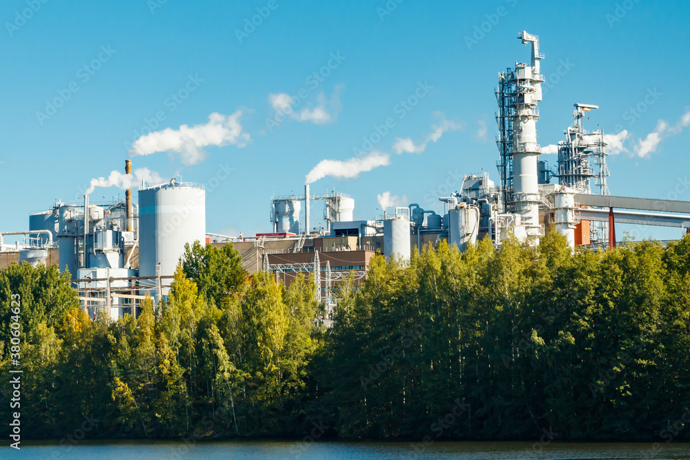 Kouvola, Finland - 15 September 2020: Upm Kymi factory in Kuusankoski. Kouvola, Finland - 15 September 2020: Upm Kymi factory in Kuusankoski.