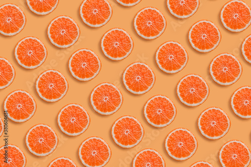 Sliced grapefruit background pattern.Top view