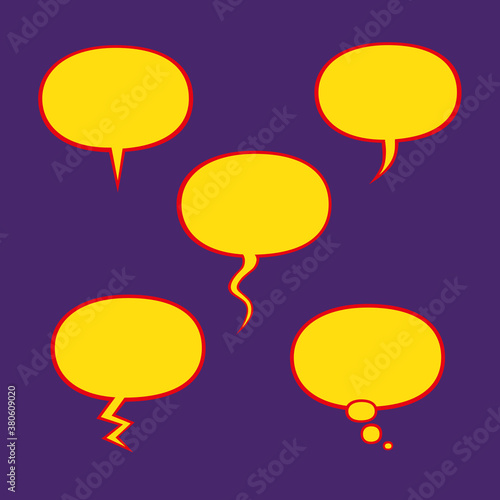 Text balloons with various styles of yellow and blue background