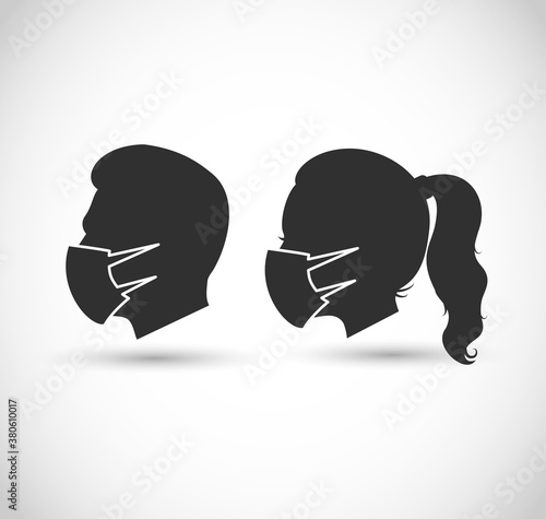 Head wearing mask vector icon