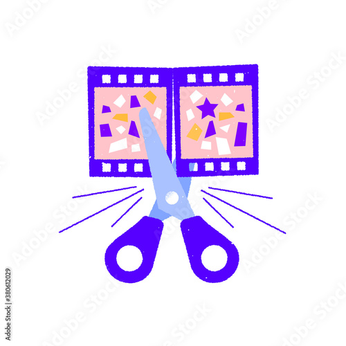 Montage, film or video editing, content creation vector illustration