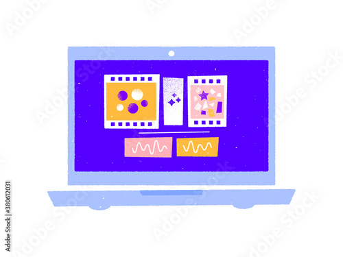 Video or film editing, post-production, content creation concept