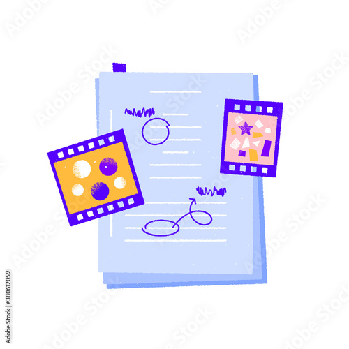 Film script, screenplay, screenwriting vector illustration
