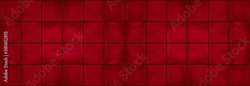 Canvas Print Seamless dark grunge red square mosaic concrete cement stone wall tiles pattern