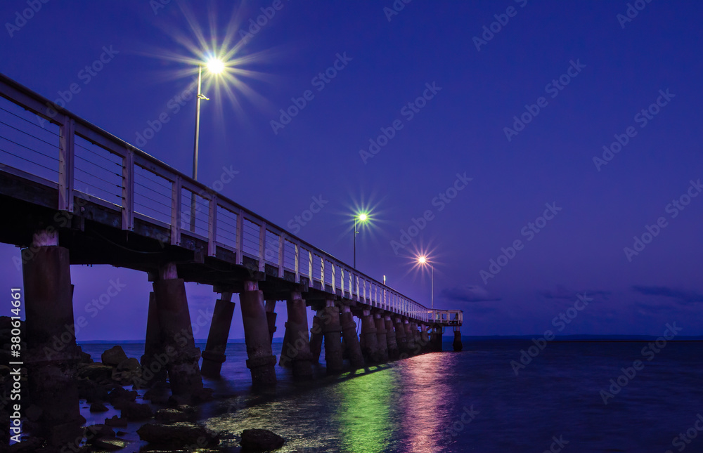 Wellington Point Pier/Jetty in Brisbane Australia at night time