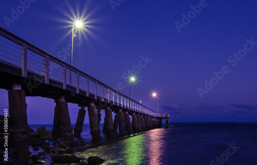 Wellington Point Pier/Jetty in Brisbane Australia at night time © Fleur