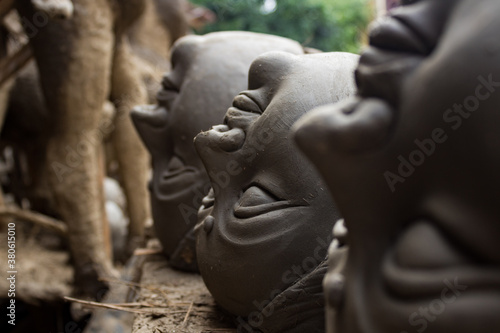 Making of goddess Durga idol. These idols are made for Durga puja  the biggest festival of West Bengal.