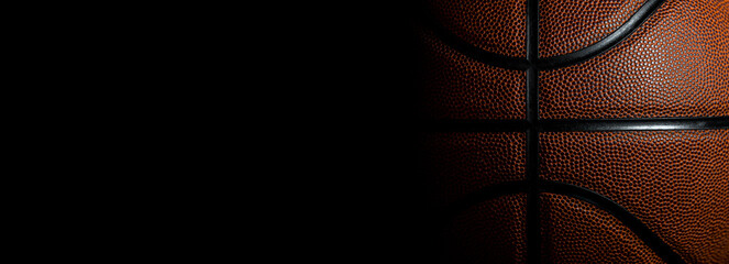 Closeup detail of basketball ball texture background