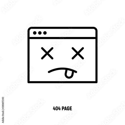 404 page thin line icon. Page not found. Vector illustration.