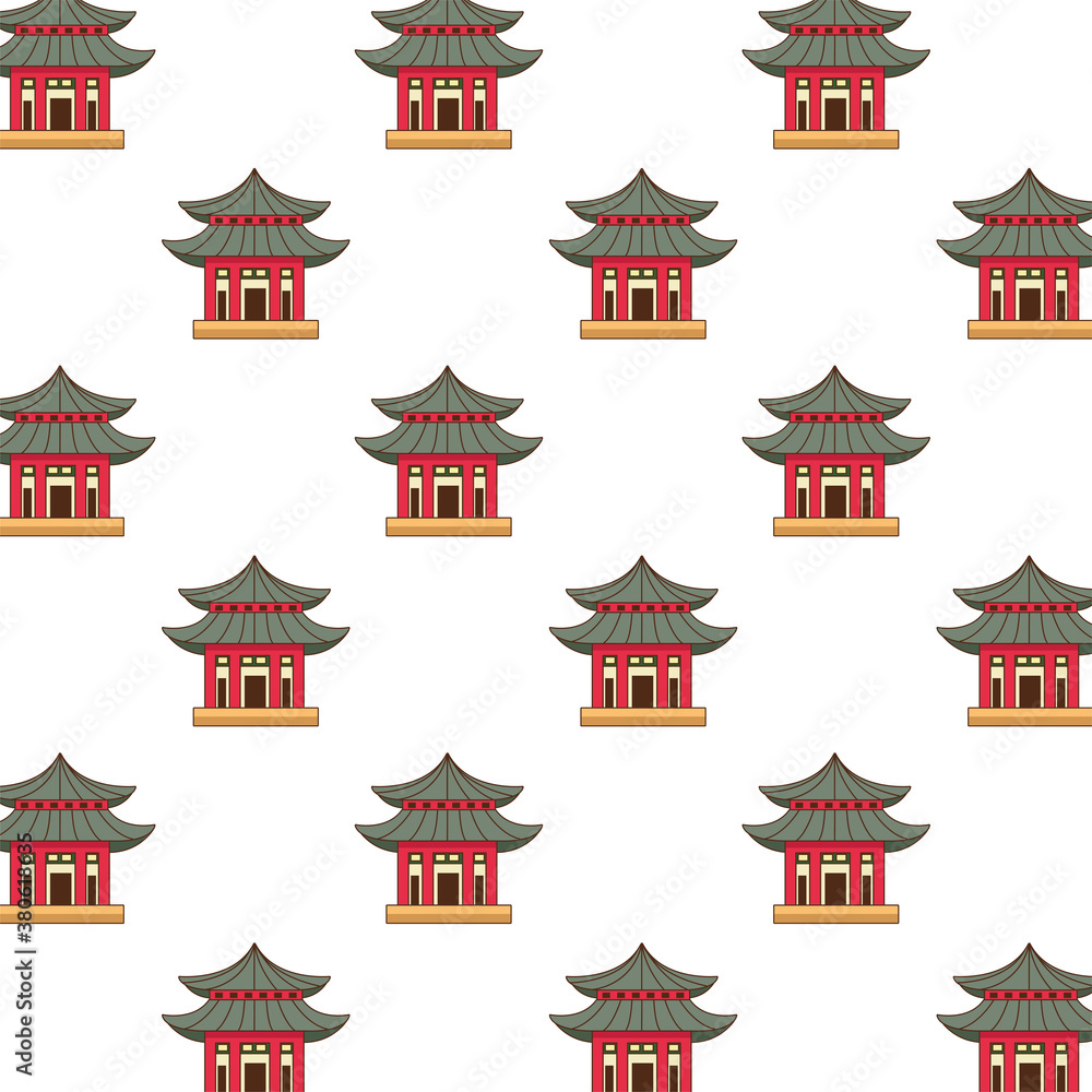 chinese castles buildings pattern background