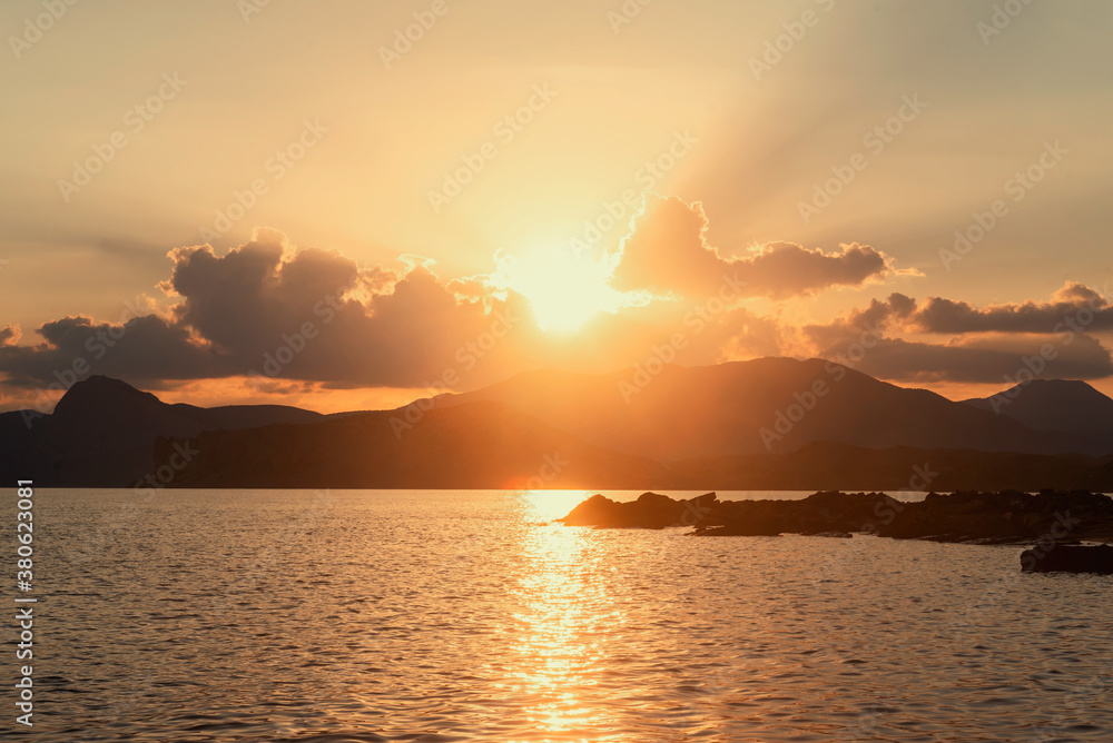 Golden sunset by the sea