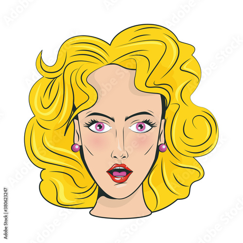 beautiful blond woman pop art style