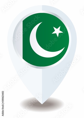 Flag of Pakistan, location icon For Multipurpose, Islamic Republic of Pakistan