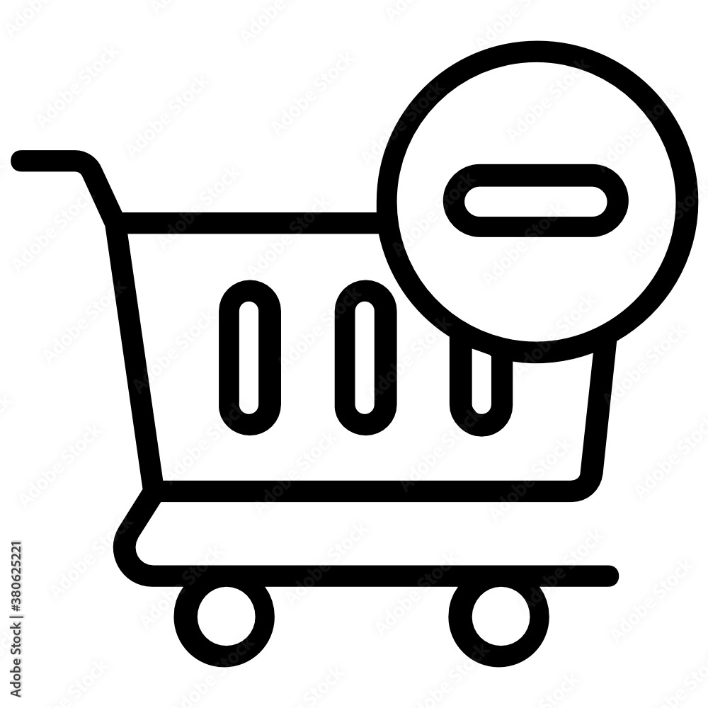 Remove from cart icon, flat vector of remove product
Remove from cart icon, flat vector of remove product