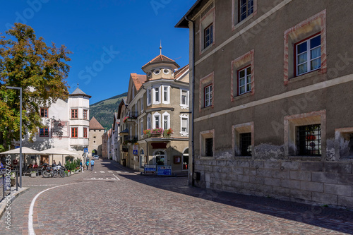 One of the main streets in the historic center of Glurns, leading up to the north gate, South Tyrol, Italy © Marco Taliani