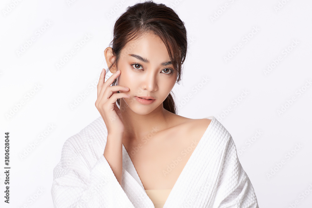 Beautiful young asian woman with clean fresh skin on white background, Face care, Facial treatment, Cosmetology, beauty and spa, Asian women portrait Beautiful young asian woman with clean fresh skin on white background, Face care, Facial treatment, Cosmetology, beauty and spa, Asian women portrait