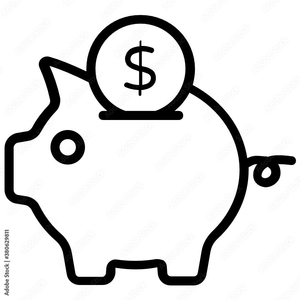 Coin with piggy savings bank, flat vector
Coin with piggy savings bank, flat vector