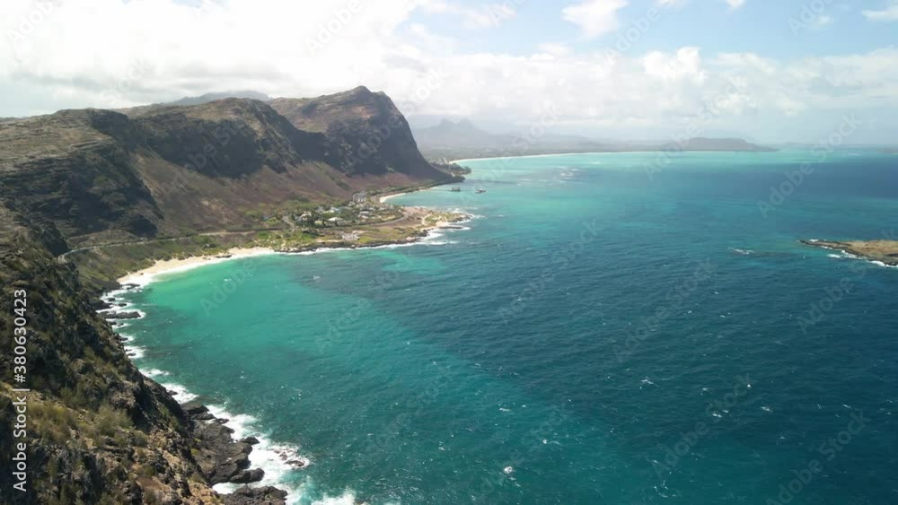 A top down view of the makapuu bay from the lighthouse A top down view of the makapuu bay from the lighthouse