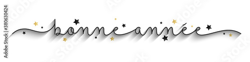 Bannière calligraphique vecteur noir et dorée BONNE ANNEE