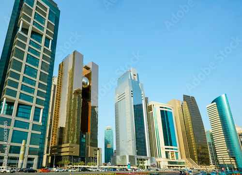 Row of skyscrapers along the Doha Conference centre in the Diplomatic district of Doha © allan