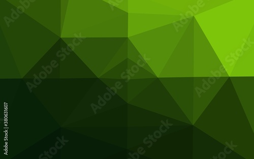 Light Green vector triangle mosaic cover. Colorful illustration in Origami style with gradient. Brand new style for your business design.