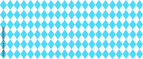 Oktoberfest background frame with bavarian style. October fest party. Blue Harlequin or Argyle style.  Gingham fabric pattern. Diamonds patterns. Bavaria flag. Beer festival, folk festival