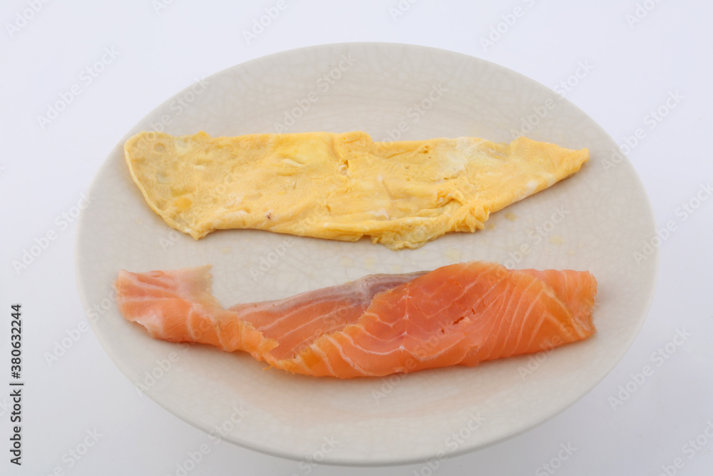 omelette and salmon
