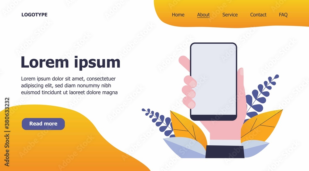 IPhone in hand flat vector illustration. Cartoon hand holding mobile ...