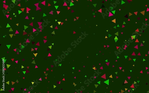 Light Pink, Green vector pattern in polygonal style. Triangles on abstract background with colorful gradient. Pattern for commercials.