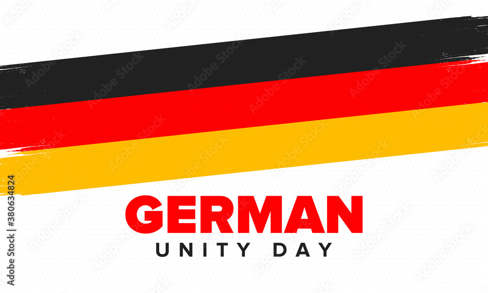 Fototapeta premium German Unity Day. Celebrated annually on October 3 in Germany. Happy national holiday of unity, freedom and reunification. Deutsch flag. Patriotic poster design. Vector illustration