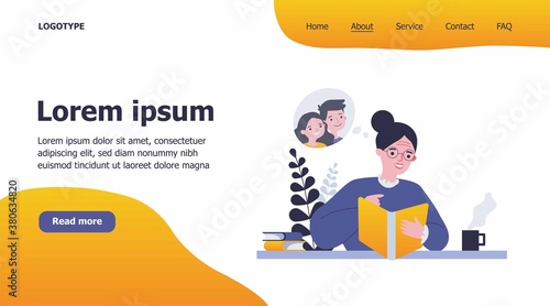 Grandma watching photo album and smiling. Happy senior woman reading book and imagining heroes flat vector illustration. Hobby and journal concept for banner, website design or landing web page