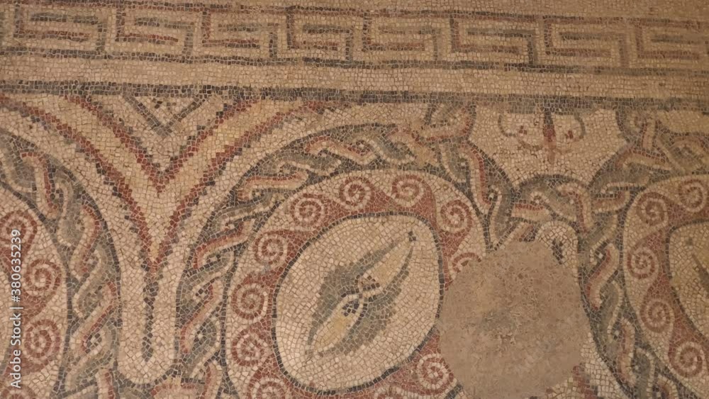 steady cam on the beautiful wall mosaics of the roman villa, piazza armerina steady cam on the beautiful wall mosaics of the roman villa, piazza armerina