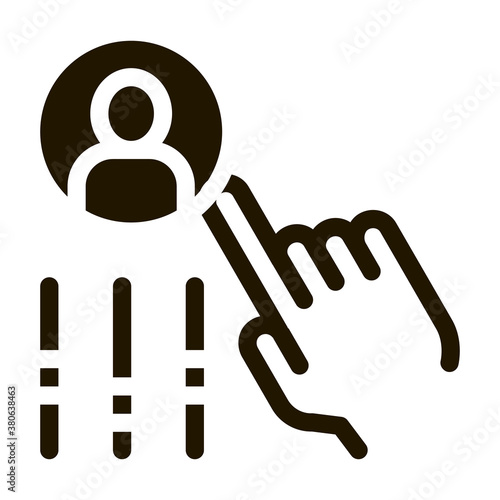 Hand Settings And Man Silhouette Agile glyph icon . Agile Rocket And Document, Sandglass And Package, Loud-speaker And Stop Watch Pictogram. Monochrome Illustration