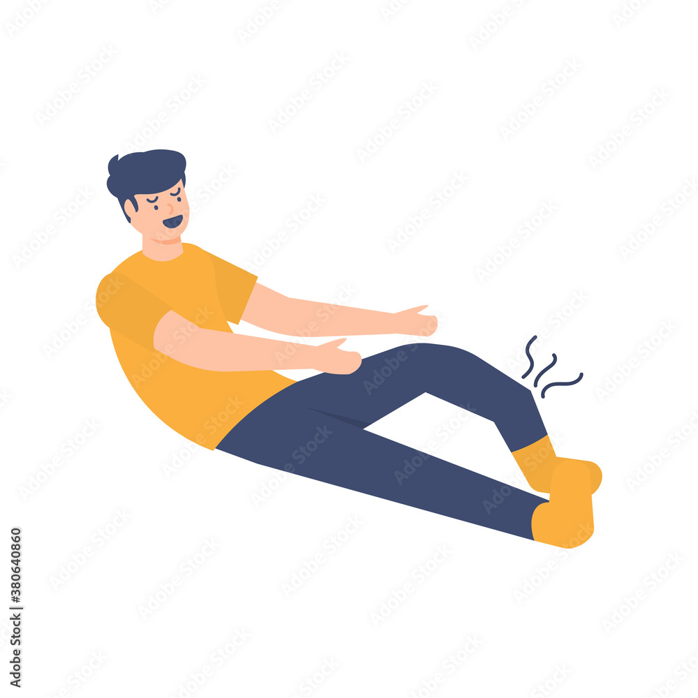 illustration of a man lying in pain because his leg was bent or broken as a result of an incident or a fall. leg fractures, sprains, accident victims. flat design. can be used for elements illustration of a man lying in pain because his leg was bent or broken as a result of an incident or a fall. leg fractures, sprains, accident victims. flat design. can be used for elements
