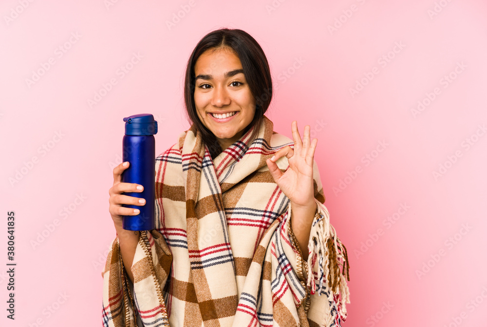 cheerful and confident showing ok gesture. cheerful and confident showing ok gesture.