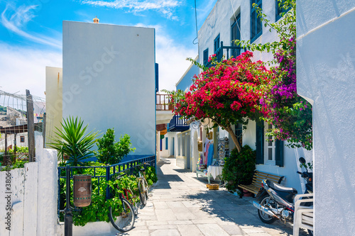 Mandraki Village street view in Nisyros Island. Nisyros Island is populer tourist destination on Aegean Sea. photo