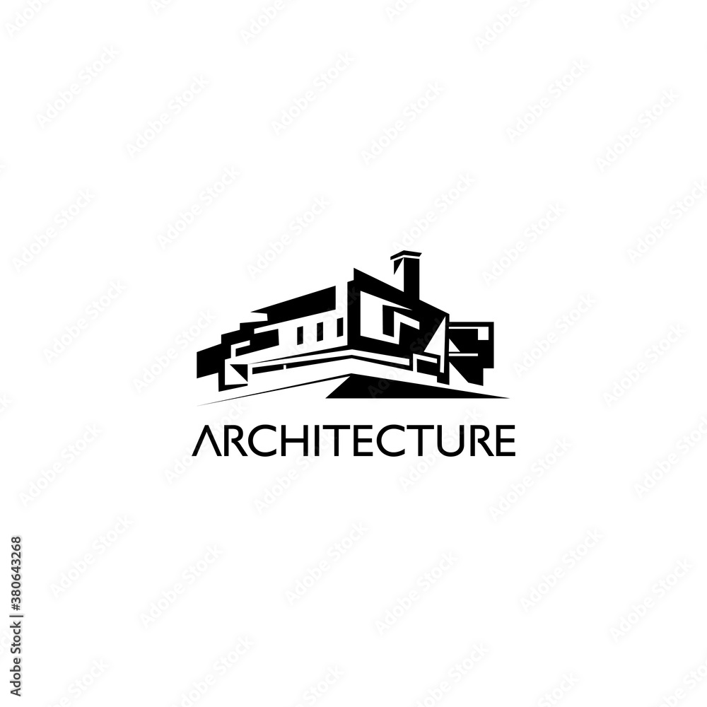 Architect logo illustration creative lines building abstract vector design template